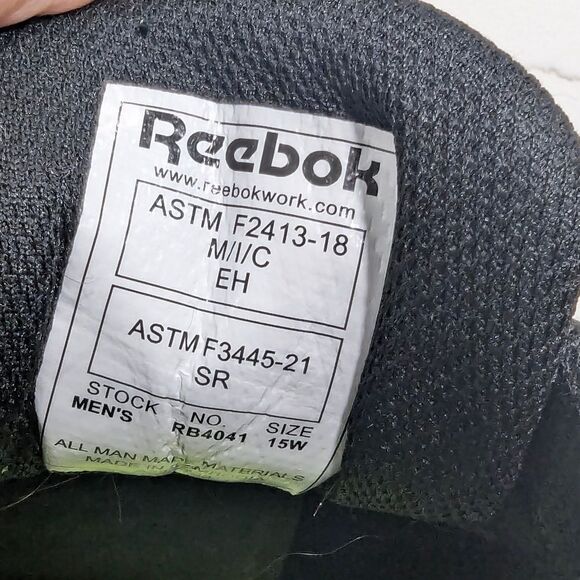 Reebok Sublite Cushion Work RB4041 Men Work safety Black 15 Wide sneakers shoe - Picture 3 of 11